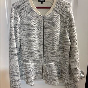 Torrid Black and White Textured Zip-Up Jacket